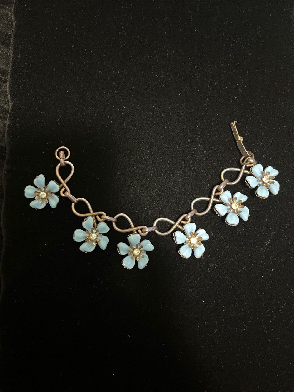 Floral Aqua Blue Enamel Flower Bracelet - Women Jewelry